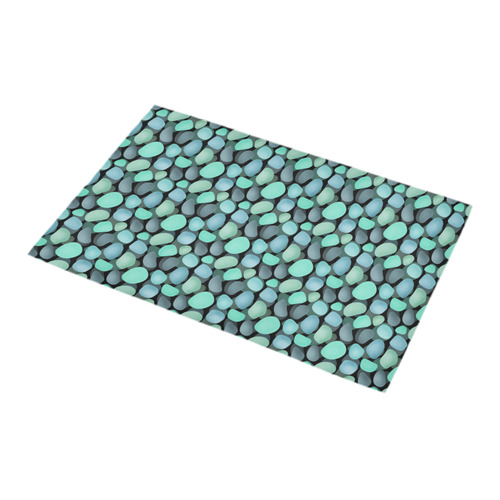 Blue and turquoise stones . Bath Rug 16''x 28''