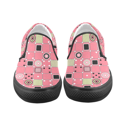 Abstract bright pink pattern Women's Slip-on Canvas Shoes (Model 019)