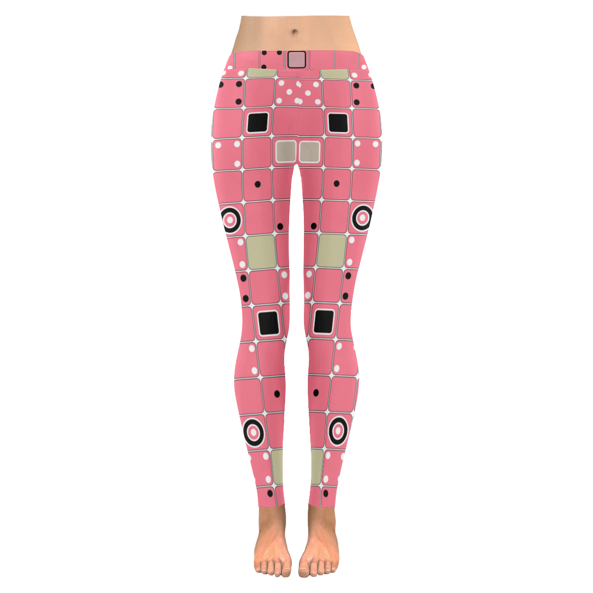 Abstract bright pink pattern Women's Low Rise Leggings (Invisible Stitch) (Model L05)