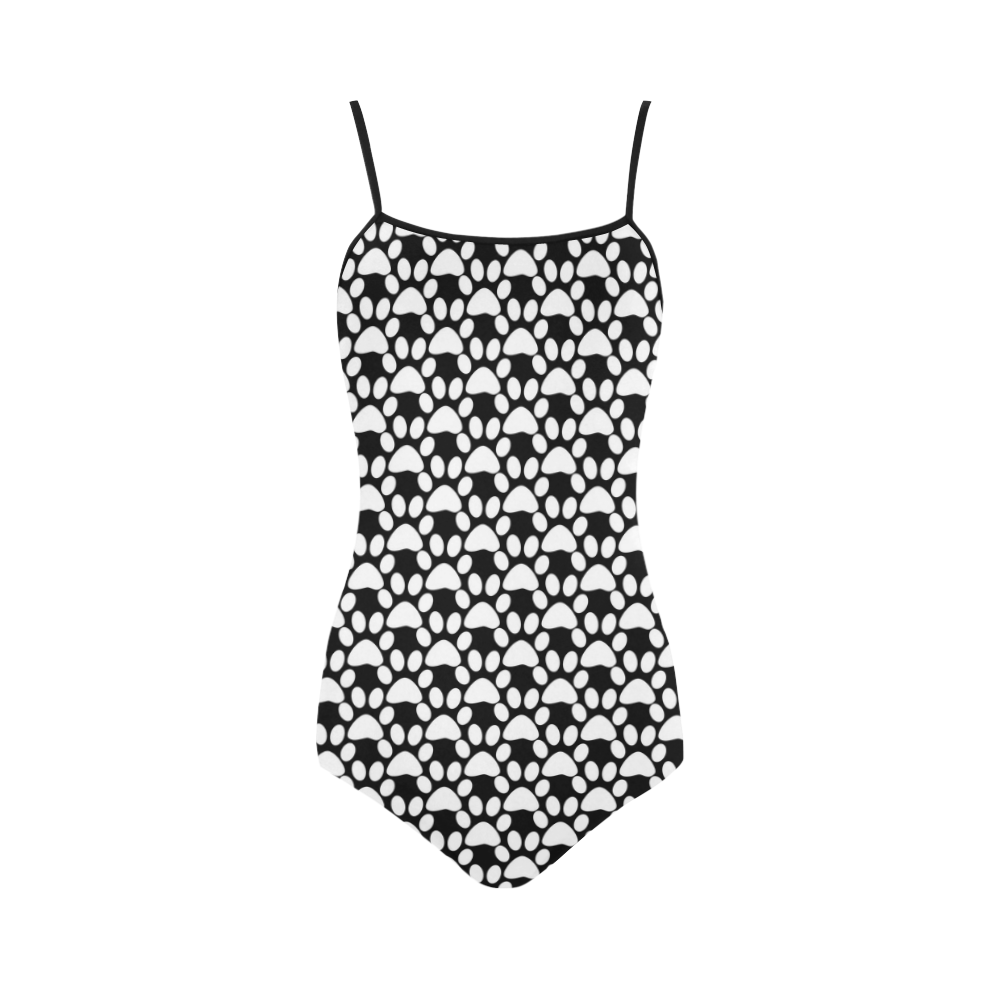 Black and white . traces . Strap Swimsuit ( Model S05)