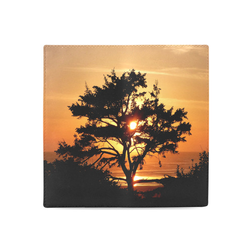 Sunset Silhouette Tree Women's Leather Wallet (Model 1611)