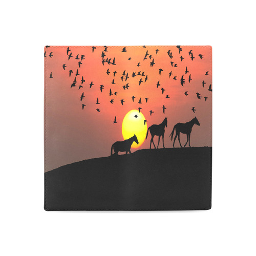 Sunset Silhouette Horses Women's Leather Wallet (Model 1611)