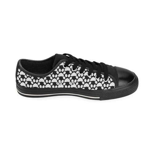 Black and white . traces . Low Top Canvas Shoes for Kid (Model 018)