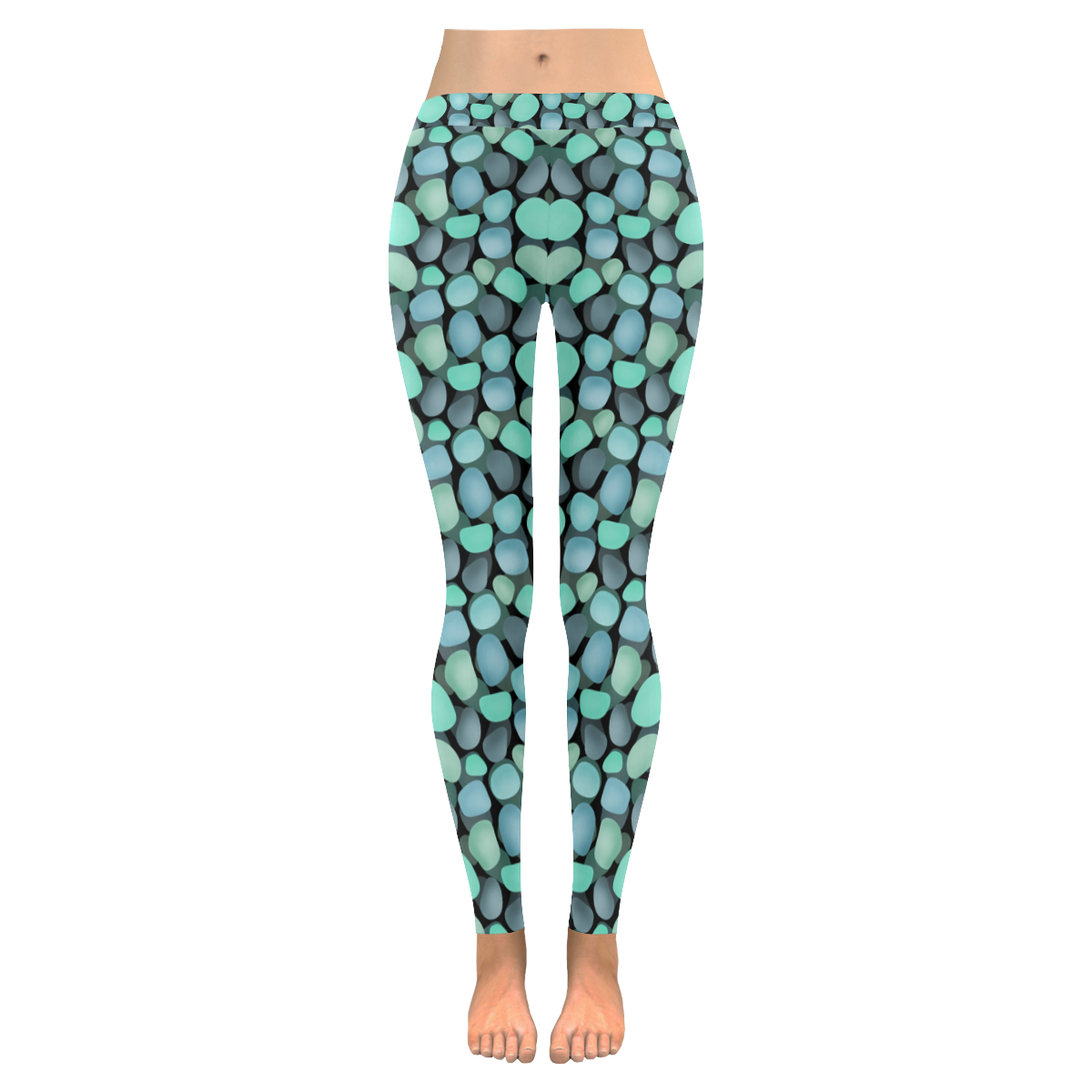 Blue and turquoise stones . Women's Low Rise Leggings (Invisible Stitch) (Model L05)