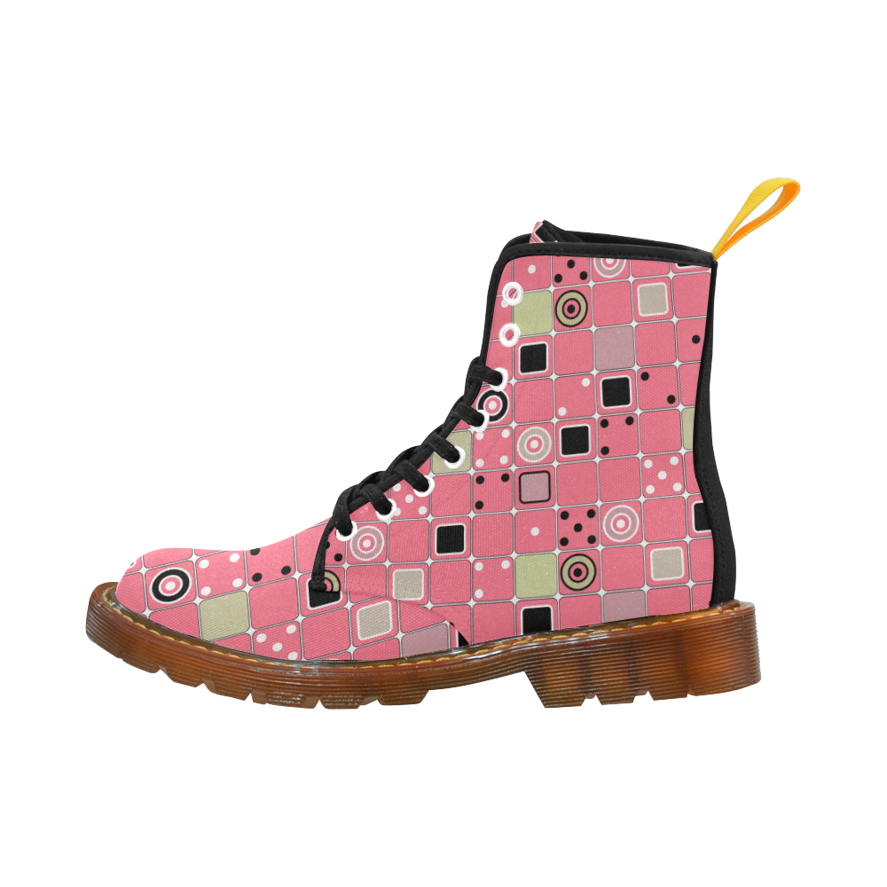 Abstract bright pink pattern Martin Boots For Women Model 1203H
