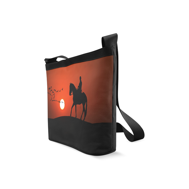 Sunset Silhouette Horse Ride Crossbody Bags (Model 1613)
