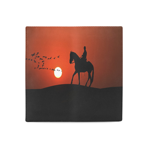 Sunset Silhouette Horse Ride Women's Leather Wallet (Model 1611)