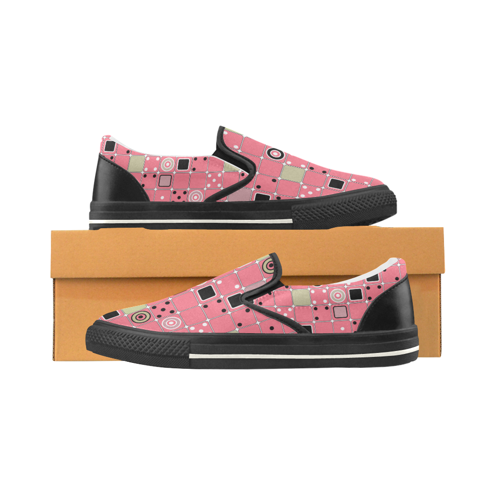Abstract bright pink pattern Women's Slip-on Canvas Shoes (Model 019)