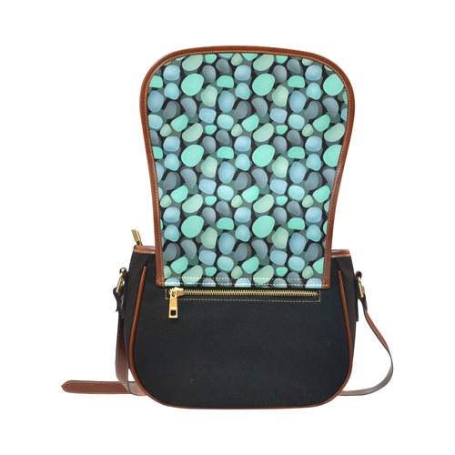Blue and turquoise stones . Saddle Bag/Small (Model 1649)(Flap Customization)