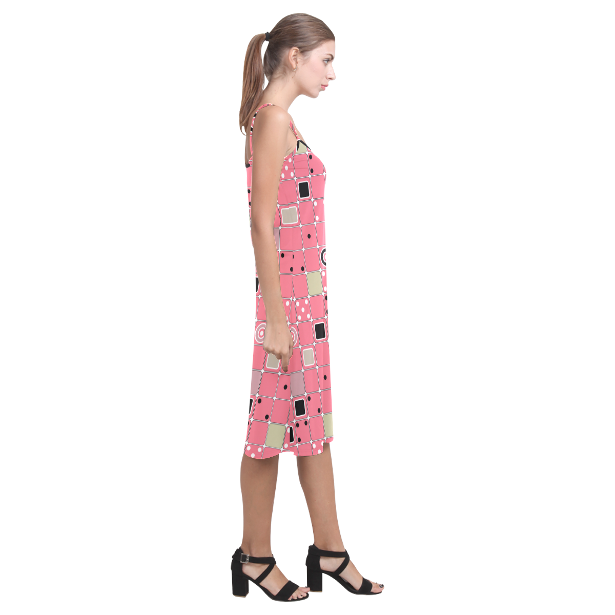 Abstract bright pink pattern Alcestis Slip Dress (Model D05)