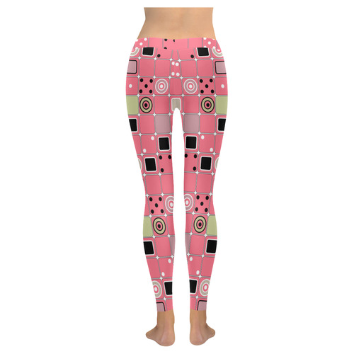 Abstract bright pink pattern Women's Low Rise Leggings (Invisible Stitch) (Model L05)