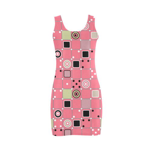 Abstract bright pink pattern Medea Vest Dress (Model D06)