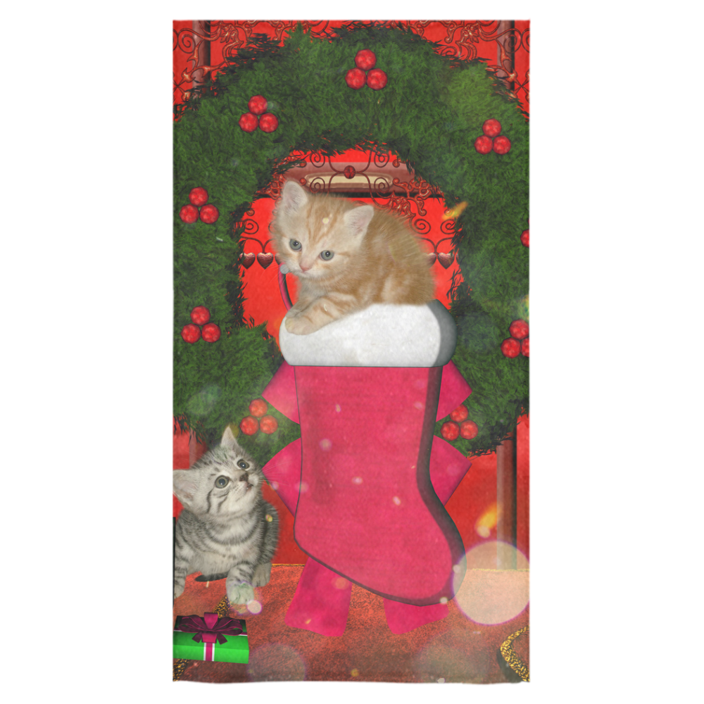 Christmas, funny kitten with gifts Bath Towel 30"x56"