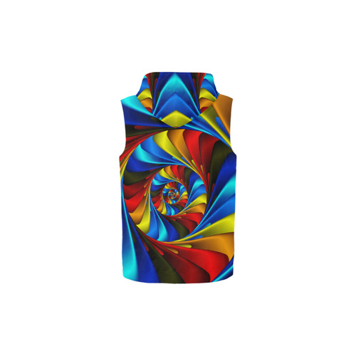 Psychedelic Rainbow Spiral All Over Print Sleeveless Zip Up Hoodie for Kid (Model H16)