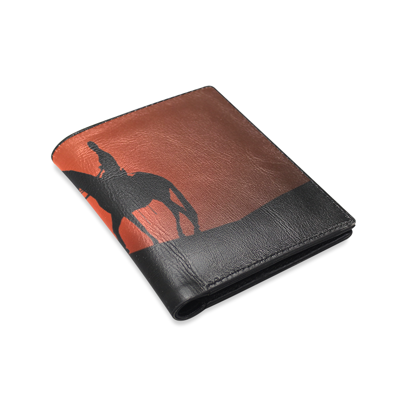 Sunset Silhouette Horse Ride Men's Leather Wallet (Model 1612)