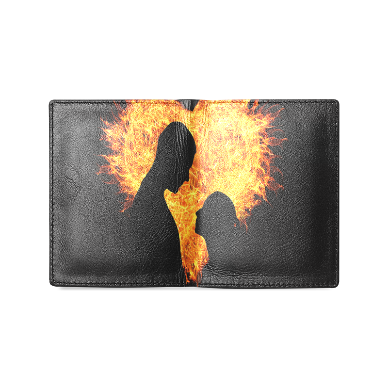 Sunset Silhouette Couple Men's Leather Wallet (Model 1612)