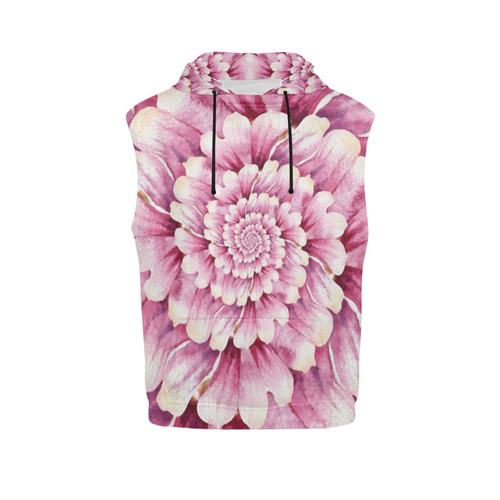 Flower Swirls All Over Print Sleeveless Hoodie for Women (Model H15)