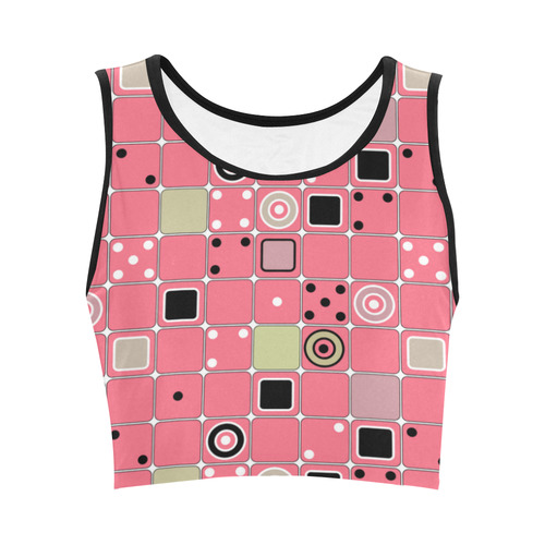 Abstract bright pink pattern Women's Crop Top (Model T42)