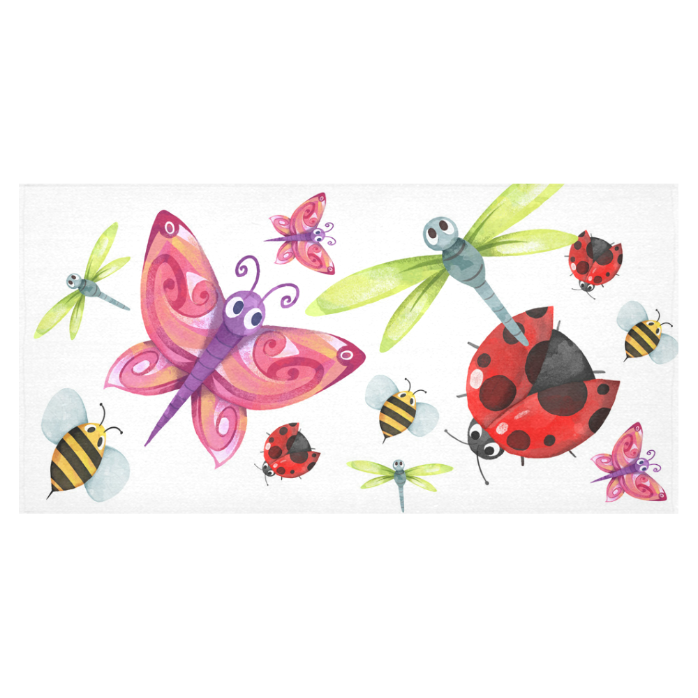 Cute Bee Butterfly Dragonfly Ladybug Cotton Linen Tablecloth 60"x120"