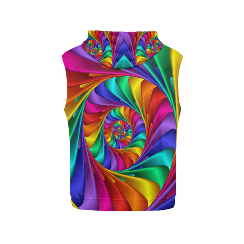 Psychedelic Rainbow Spiral All Over Print Sleeveless Hoodie for Men (Model H15)