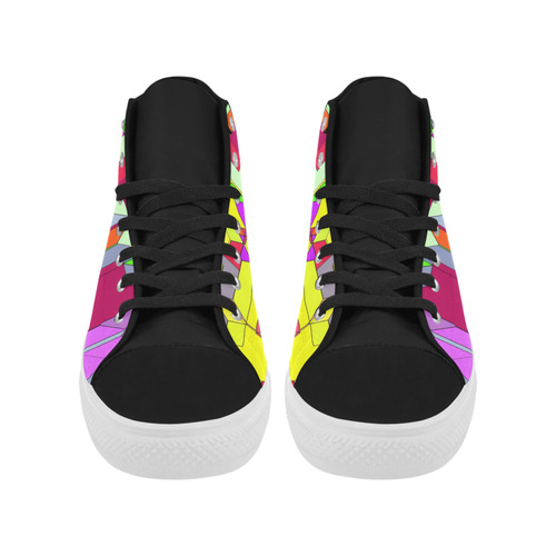 Retro Color Pop Geometric Fun 1 Aquila High Top Microfiber Leather Women's Shoes (Model 032)