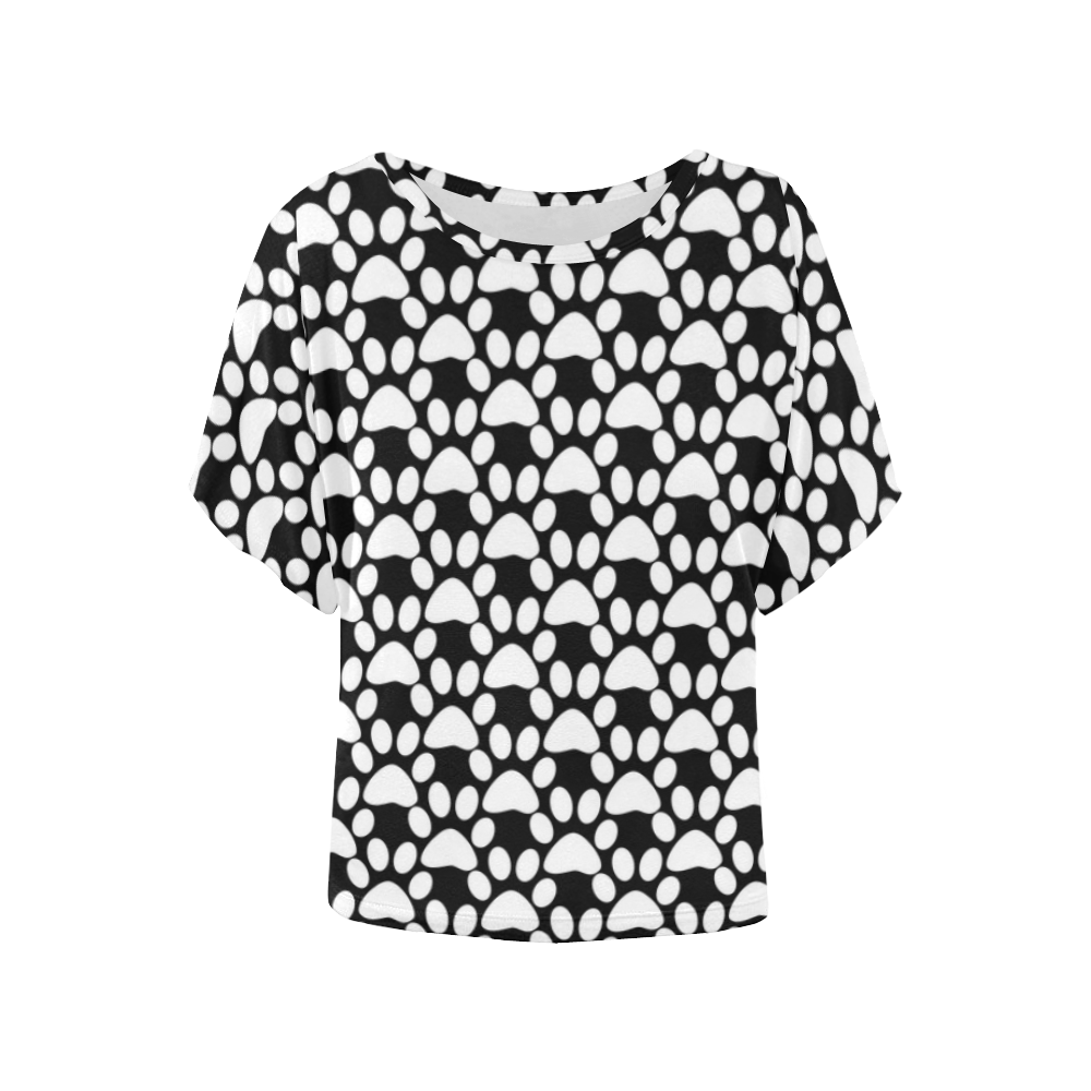 Black and white . traces . Women's Batwing-Sleeved Blouse T shirt (Model T44)