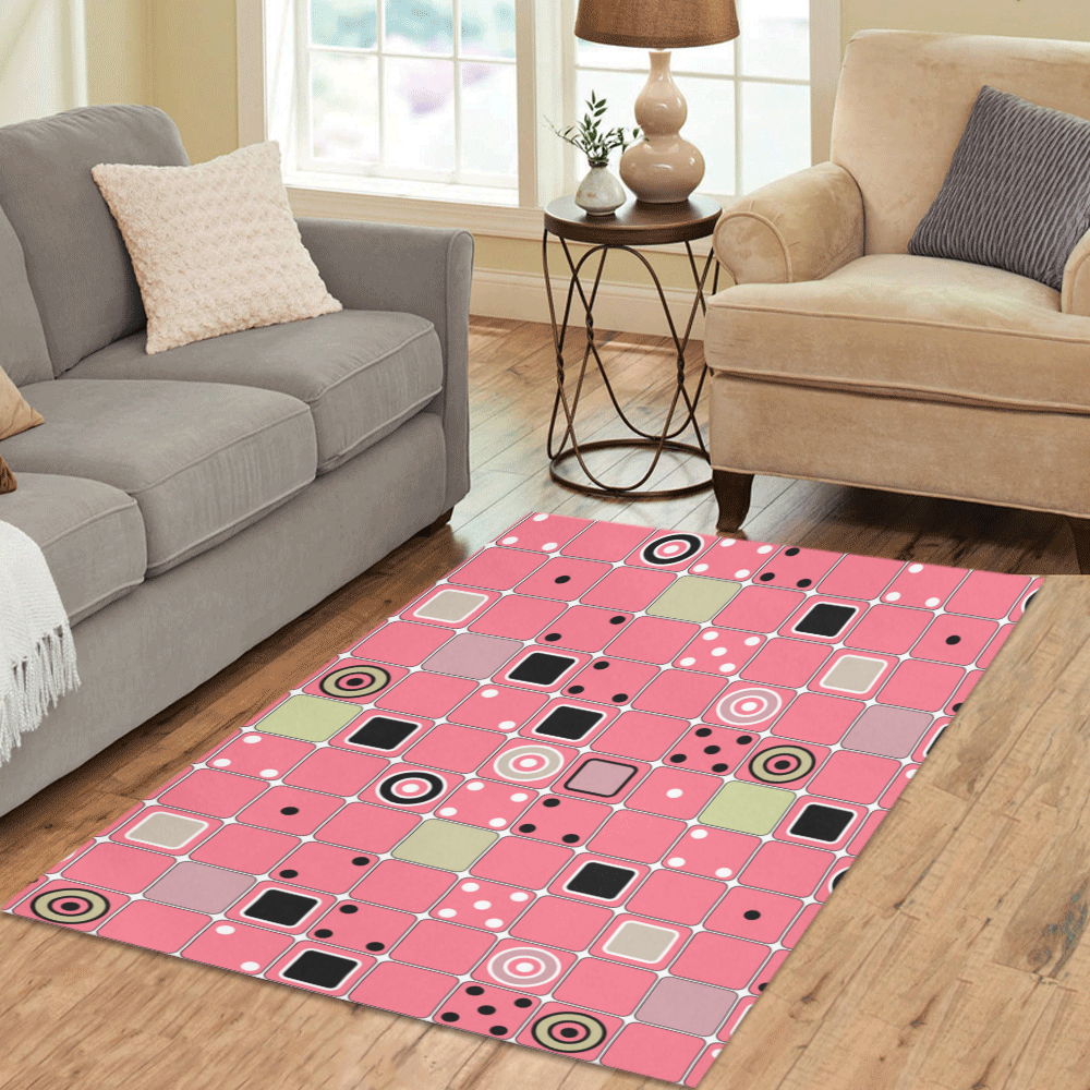 Abstract bright pink pattern Area Rug 5'3''x4'