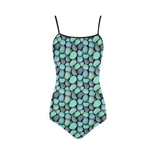 Blue and turquoise stones . Strap Swimsuit ( Model S05)