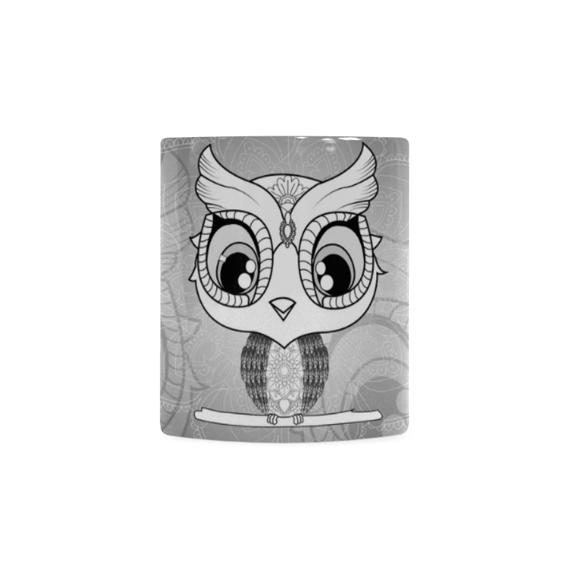 Cute owl, mandala design black and white White Mug(11OZ)