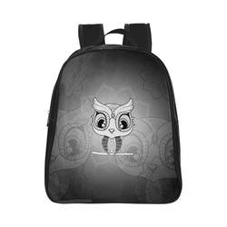 Cute owl, mandala design black and white School Backpack (Model 1601)(Small)