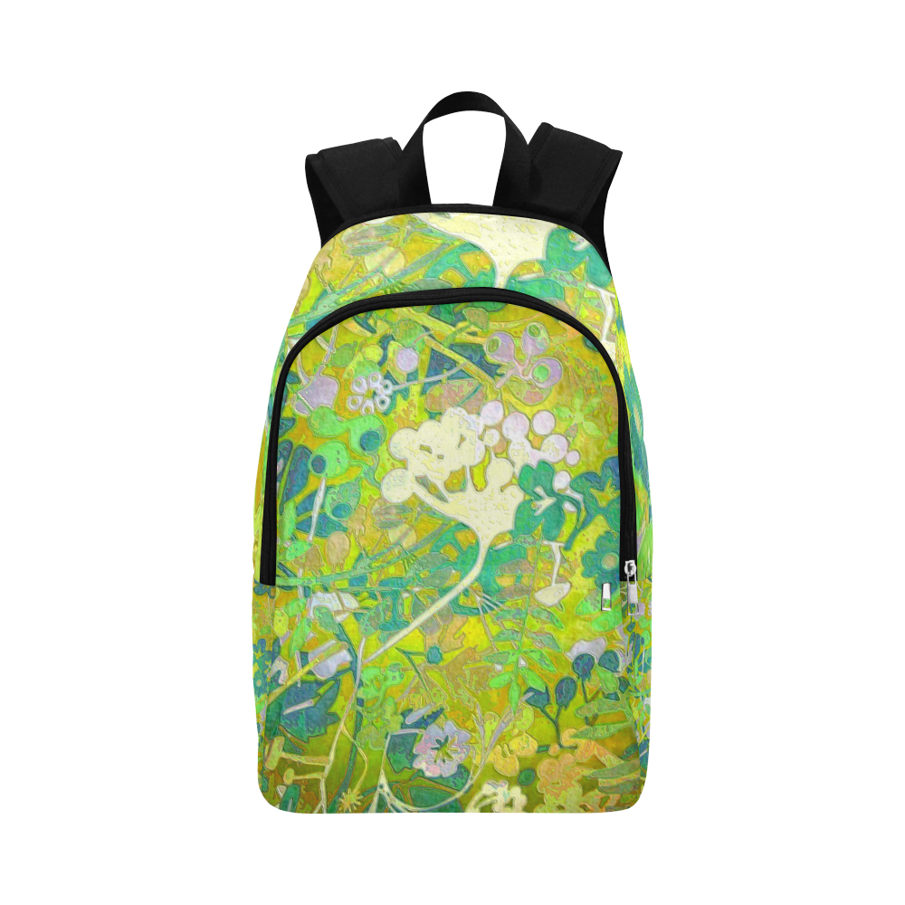 Wacky Retro Floral Abstract in Green Fabric Backpack for Adult (Model 1659)