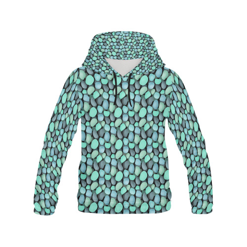 Blue and turquoise stones . All Over Print Hoodie for Women (USA Size) (Model H13)