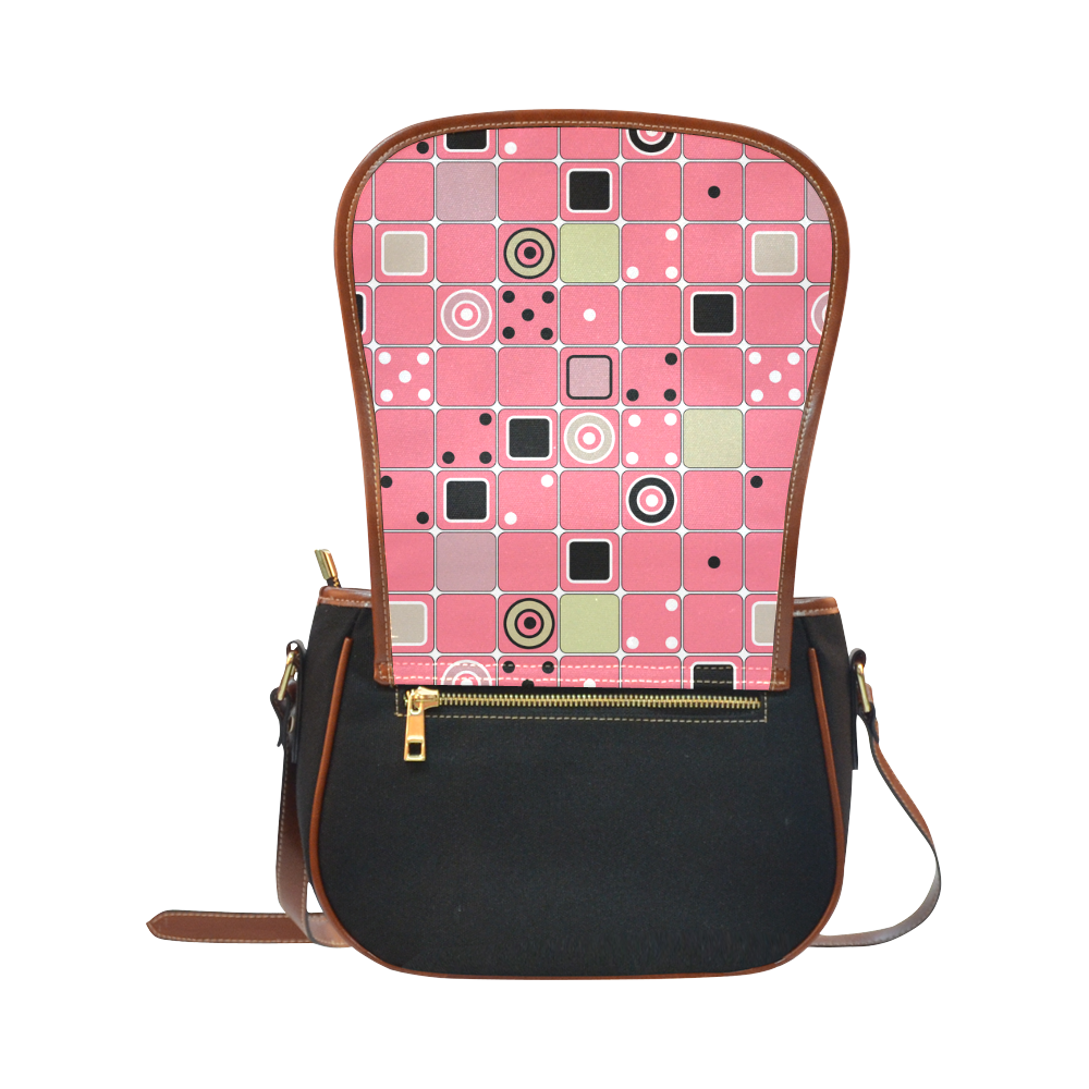 Abstract bright pink pattern Saddle Bag/Small (Model 1649)(Flap Customization)