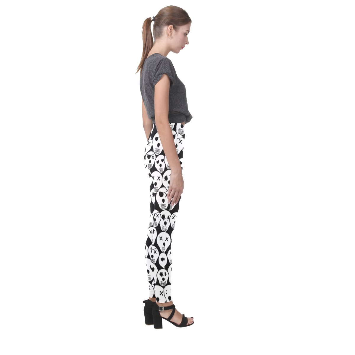Silly Skull Halloween Design Cassandra Women's Leggings (Model L01)