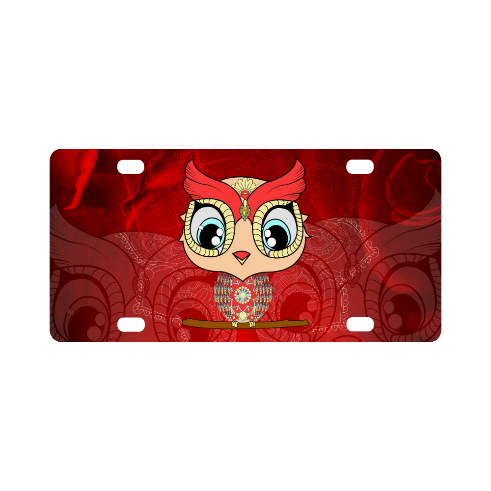 Cute owl, mandala design colorful Classic License Plate