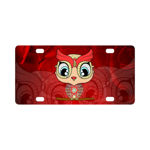 Cute owl, mandala design colorful Classic License Plate
