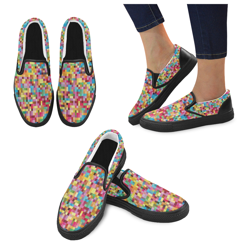 Mosaic Pattern 2 Women's Unusual Slip-on Canvas Shoes (Model 019)