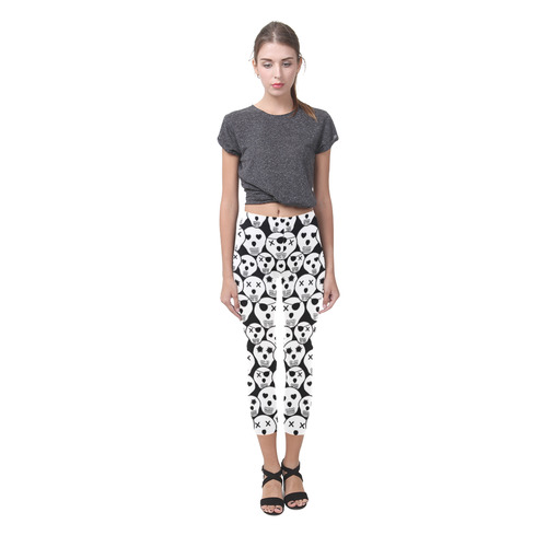 Silly Skull Halloween Design Capri Legging (Model L02)