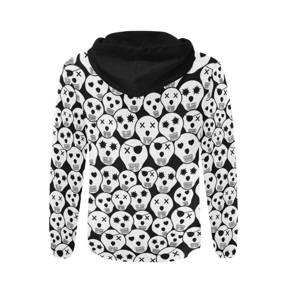 Silly Skull Halloween Design All Over Print Full Zip Hoodie for Men (Model H14)