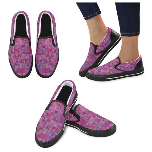 Mosaic Pattern 7 Women's Slip-on Canvas Shoes/Large Size (Model 019)