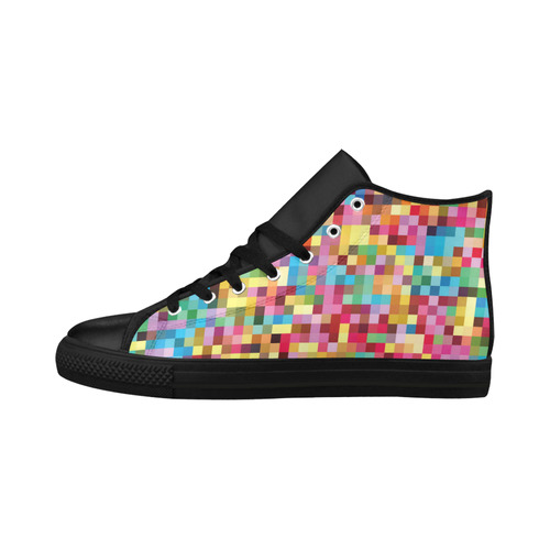 Mosaic Pattern 2 Aquila High Top Microfiber Leather Women's Shoes/Large Size (Model 032)