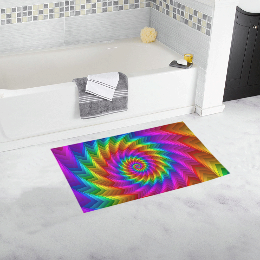 Psychedelic Rainbow Spiral Bath Mat Bath Rug 16''x 28''