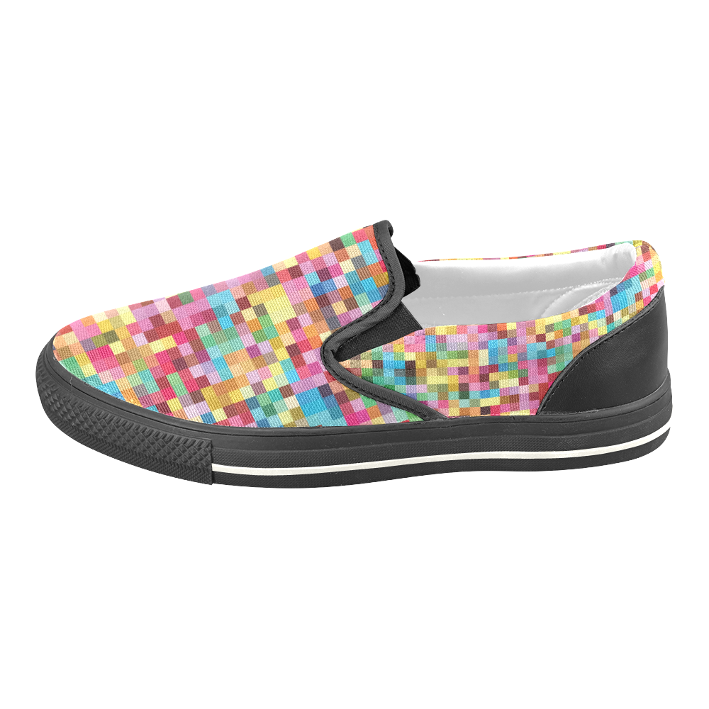 Mosaic Pattern 2 Women's Slip-on Canvas Shoes/Large Size (Model 019)