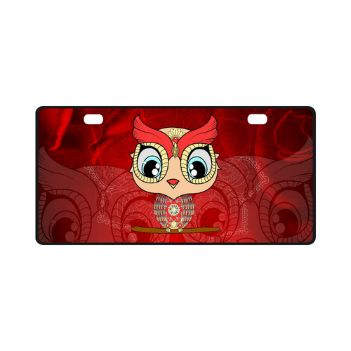 Cute owl, mandala design colorful License Plate