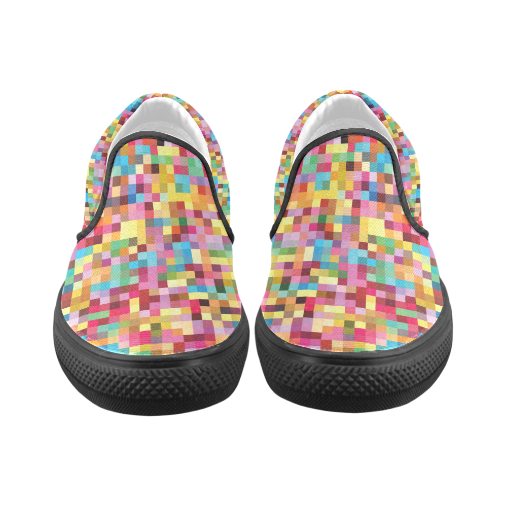 Mosaic Pattern 2 Women's Slip-on Canvas Shoes/Large Size (Model 019)