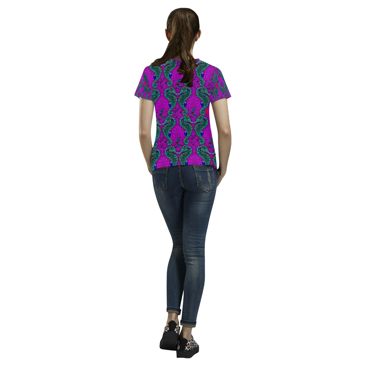 Seahorse love - purple All Over Print T-Shirt for Women (USA Size) (Model T40)