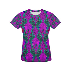 Seahorse love - purple All Over Print T-Shirt for Women (USA Size) (Model T40)