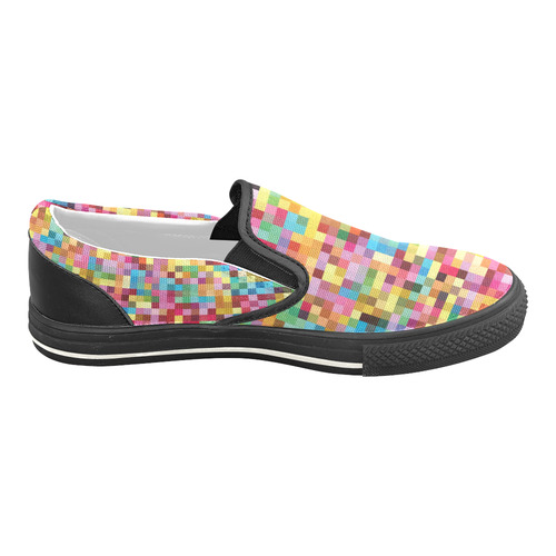 Mosaic Pattern 2 Women's Slip-on Canvas Shoes/Large Size (Model 019)