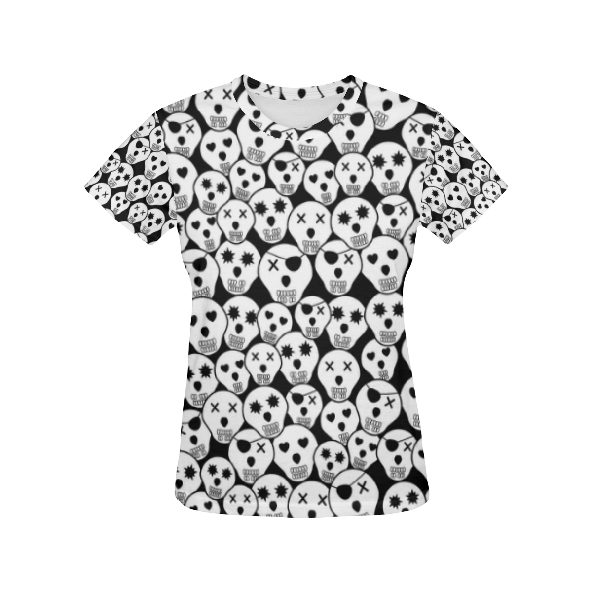 Silly Skull Halloween Design All Over Print T-Shirt for Women (USA Size) (Model T40)