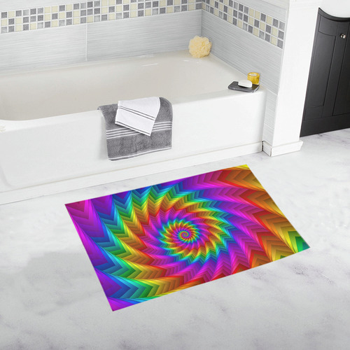 Psychedelic Rainbow Spiral Bath Mat Bath Rug 20''x 32''